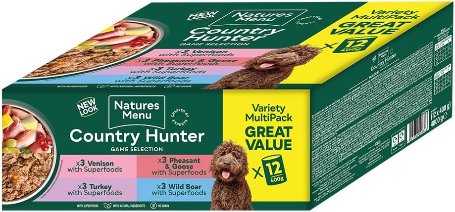 Natures Menu Country Hunter Multipack Game Meat Selection Canned Wet food for Dogs - 12 x 400g