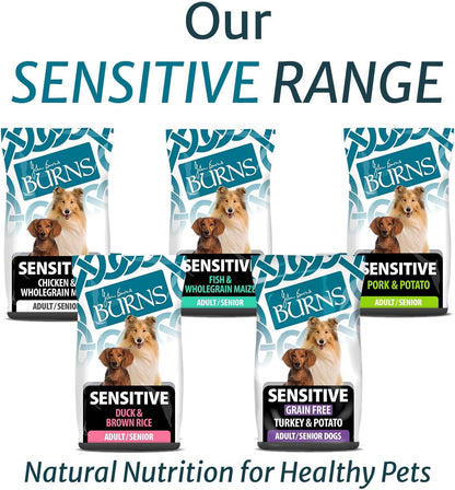Burns Pet Nutrition Hypoallergenic Complete Dry Dog Food Adult and Senior Dog Sensitive with Pork and Potato 12 kg