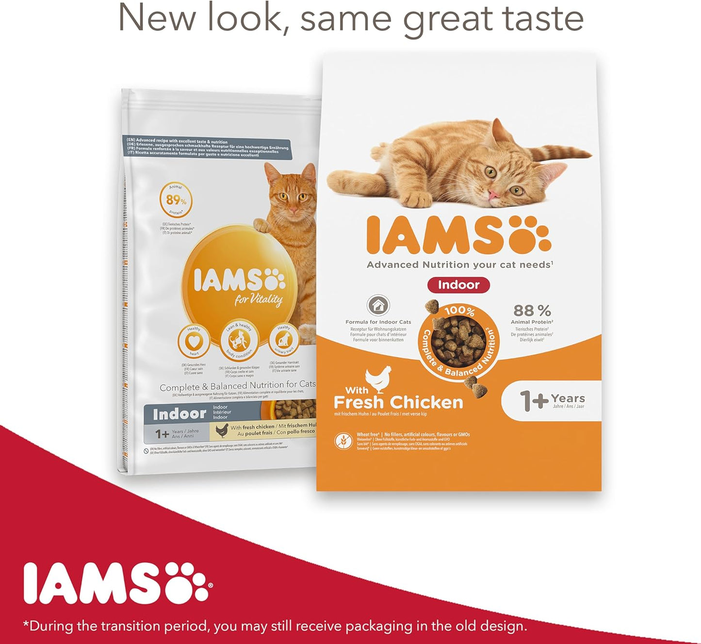 IAMS Indoor Complete Dry Cat Food Chicken 10kg - Litter Odour Control, Hairballs & Weight Management