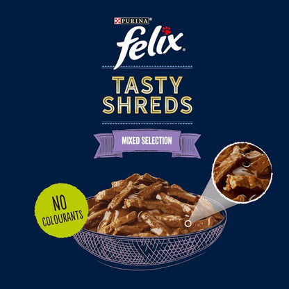 FELIX Tasty Shreds Mixed Selection in Gravy Wet Cat Food 120x80g
