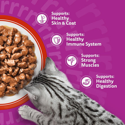 whiskas 1+ Adult Classic Selection in Gravy 84 Pouches, Adult Wet Cat Food, Megapack (84 x 85 g)
