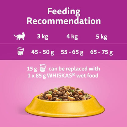 WHISKAS Adult Dry Cat Food 7kg with Chicken